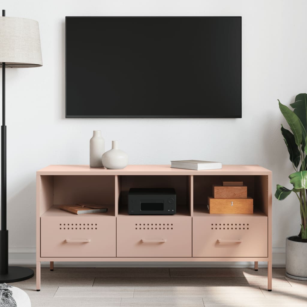 Mueble para TV - Mueble TV - Mesa de TV acero rosa 100,5x39x50,5 cm ...