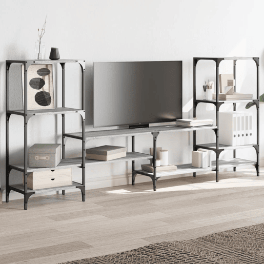 Armário TV - Móvel de TV 206,5x28,5x95cm derivados de madeira cinzento sonoma