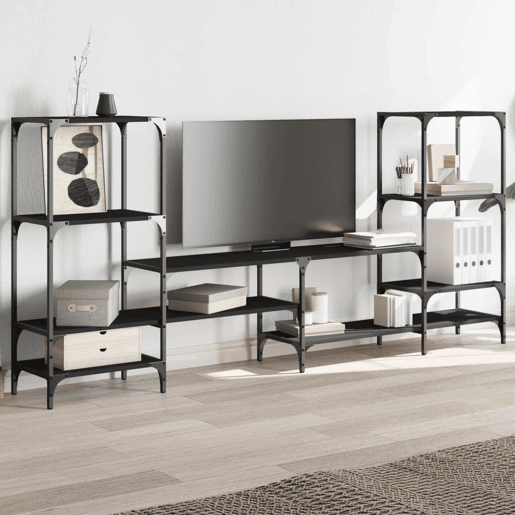 Armário de TV - Móveis TV 206,5x28,5x95 cm derivados de madeira preto
