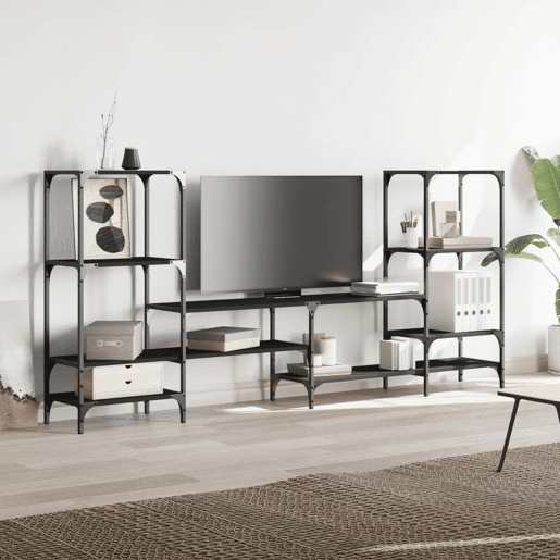 Armário de TV - Móveis TV 206,5x28,5x95 cm derivados de madeira preto