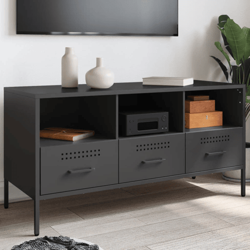 Móvel de TV - Modulo de TV - Armário de TV 100,5x39x50,5 cm aço preto