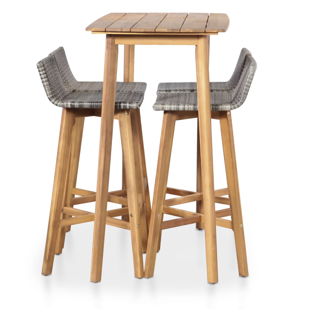 Set de comedor de jardín 5 piezas madera maciza de acacia