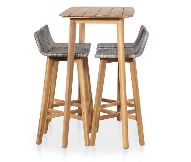 Set de comedor de jardín 5 piezas madera maciza de acacia