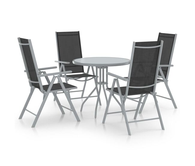 Set de comedor para jardín 5 piezas aluminio y textilene plata