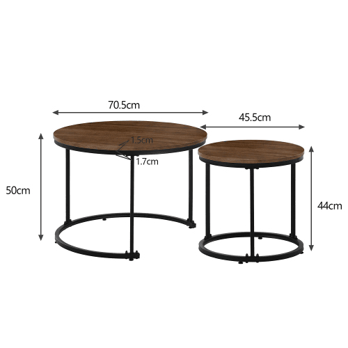 Conjunto de 2 mesas de centro redondas de MDF,natural Conjunto de 2 mesas de centro redondas de MDF,natural