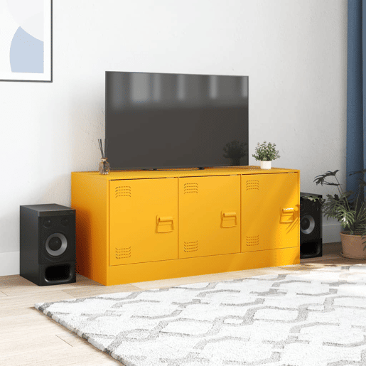 Móvel de TV - Modulo de TV - Armário de TV 99x39x44 cm aço amarelo mostarda
