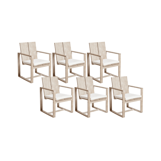 Conjunto de 6 cadeiras de jardim com almofadas AZZANELLO Madeira de acácia Branco creme