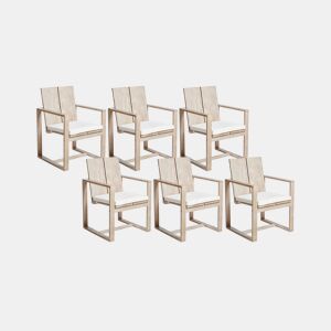 Conjunto de 6 cadeiras de jardim com almofadas AZZANELLO Madeira de acácia Branco creme