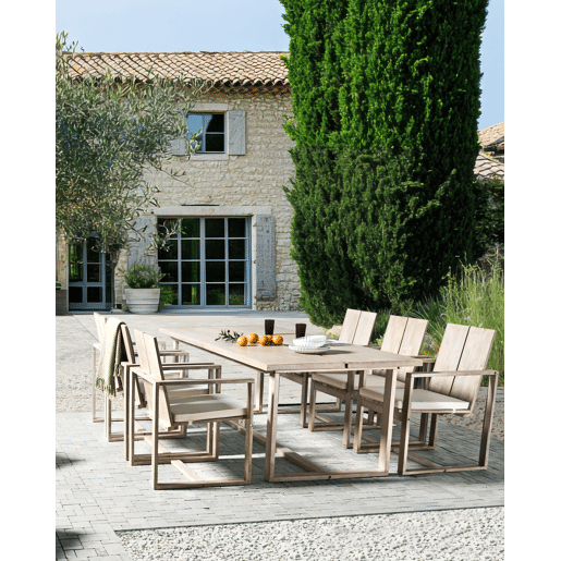 Conjunto de 6 cadeiras de jardim com almofadas AZZANELLO Madeira de acácia Branco creme