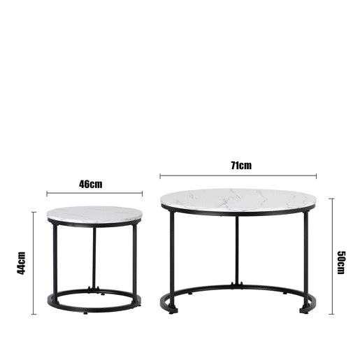 Conjunto de 2 mesas de centro redondas de MDF,branco