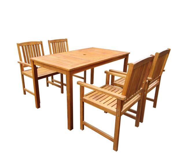 Set de comedor de jardín 5 piezas madera maciza de acacia