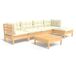 Muebles de jardín 6 piezas cojines madera de pino color Muebles de jardín 6 piezas cojines madera de pino color Crema