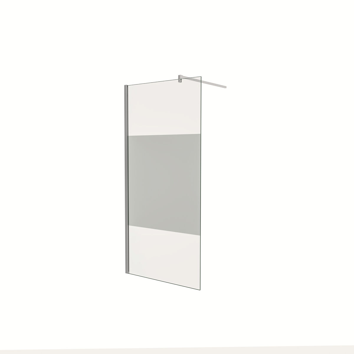 Mampara de ducha fija serigrafiado central vidrio 8mm con película de seguridad a prueba de explosiones (98-100)x200cm con barra 90cm