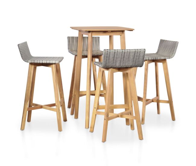 Set de comedor de jardín 5 piezas madera maciza de acacia