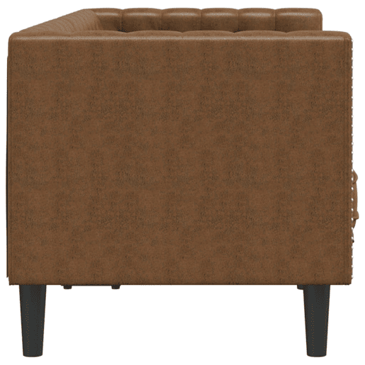 Sofá chesterfield 2 lugares - Sofá fixo com rolos camurça artif. castanho