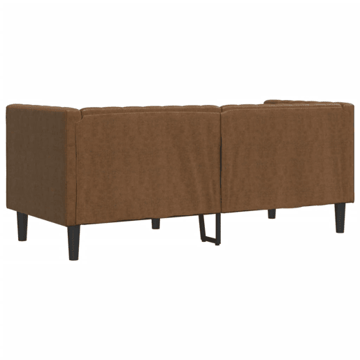 Sofá chesterfield 2 lugares - Sofá fixo com rolos camurça artif. castanho