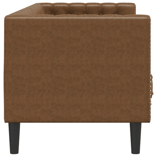 Sofá chesterfield com rolos 3 lugares - Sofá fixo camurça artif. castanho