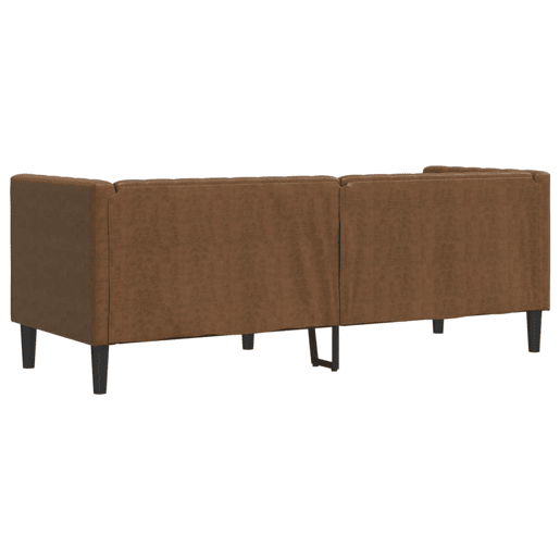 Sofá chesterfield com rolos 3 lugares - Sofá fixo camurça artif. castanho