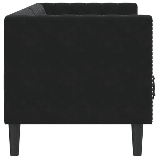 Sofá chesterfield 3 lugares - Sofá fixo com rolos veludo preto