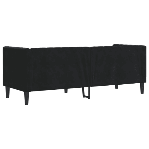 Sofá chesterfield 3 lugares - Sofá fixo com rolos veludo preto