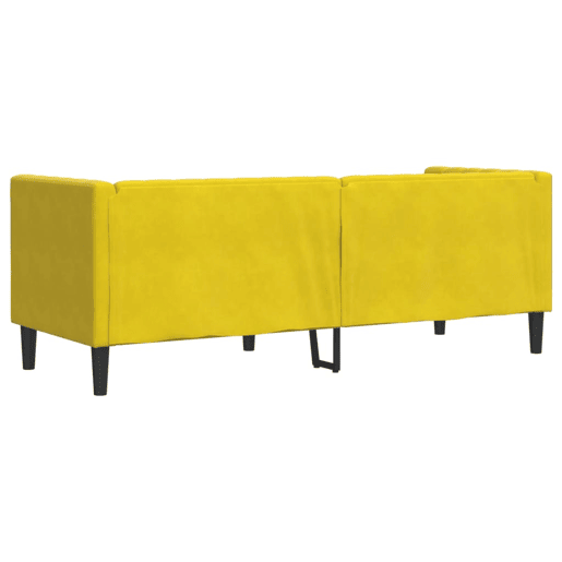 Sofá chesterfield 3 lugares - Sofá fixo com rolos veludo amarelo