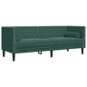 Sofá chesterfield 3 lugares - Sofá fixo com rolos veludo verde-escuro