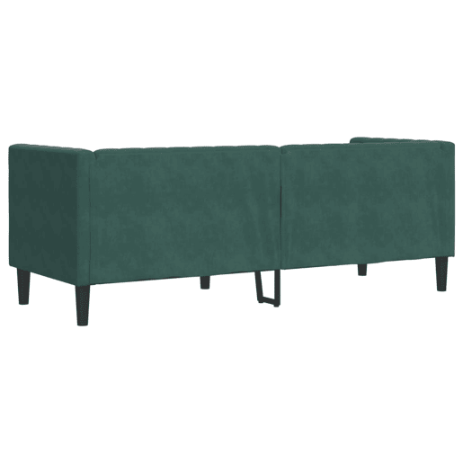 Sofá chesterfield 3 lugares - Sofá fixo com rolos veludo verde-escuro