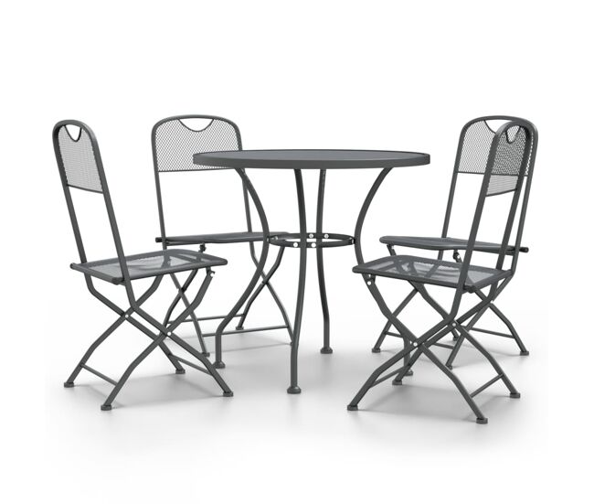 Set de comedor de jardín 5 pzas malla metal expandido antracita