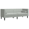 Sofá chesterfield 3 lugares - Sofá fixo com rolos veludo cinzento-claro