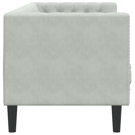 Sofá chesterfield 3 lugares - Sofá fixo com rolos veludo cinzento-claro