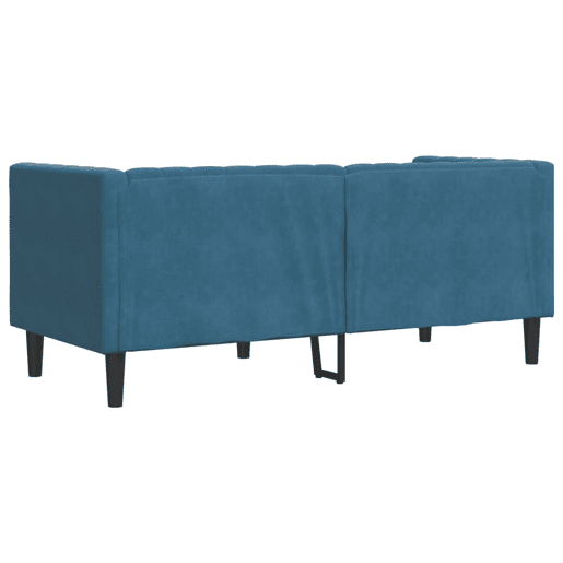 Sofá chesterfield 2 lugares - Sofá fixo com rolos veludo azul