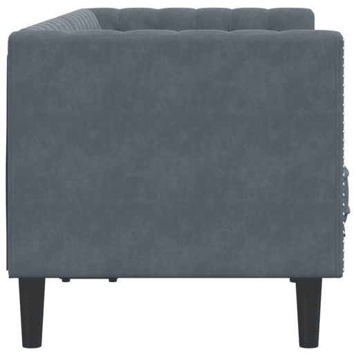 Sofá chesterfield 2 lugares - Sofá fixo com rolos veludo cinzento-escuro