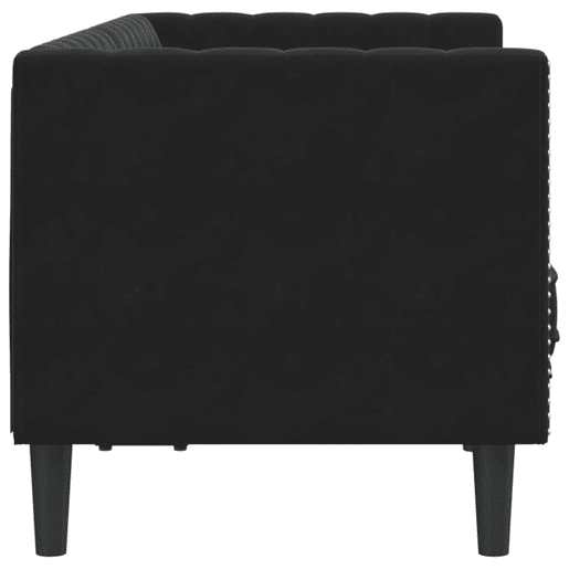 Sofá chesterfield 2 lugares - Sofá fixo com rolos veludo preto