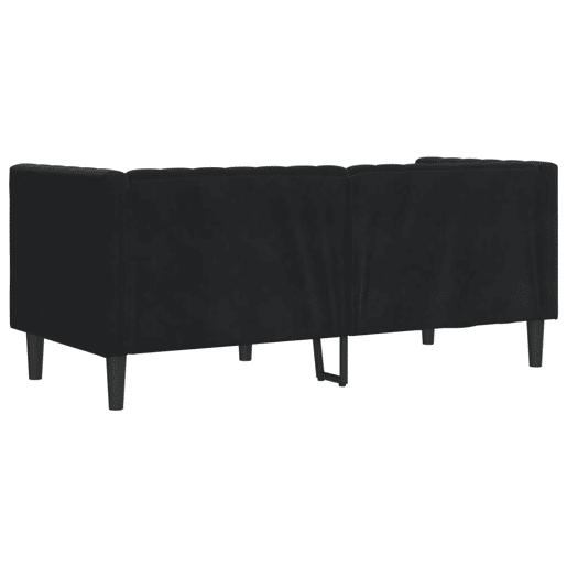 Sofá chesterfield 2 lugares - Sofá fixo com rolos veludo preto
