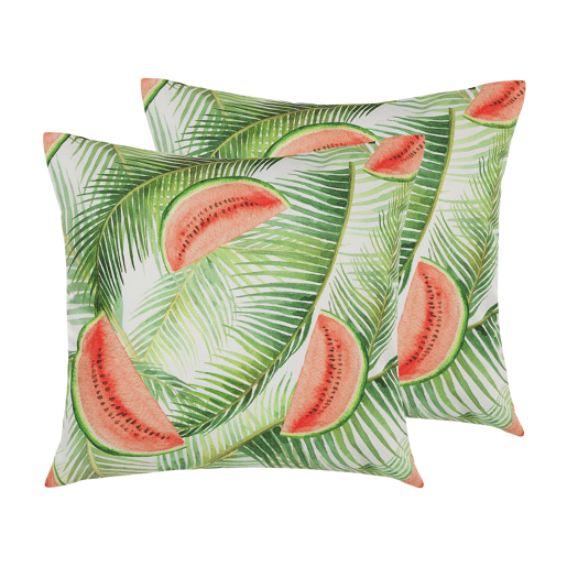 Conjunto de 2 almofadas de jardim LOVOLETO Padrão de plantas 45 x 45 cm Verde claro