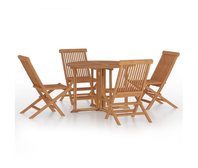 Set de comedor de jardín plegable 5 pzas madera maciza de teca