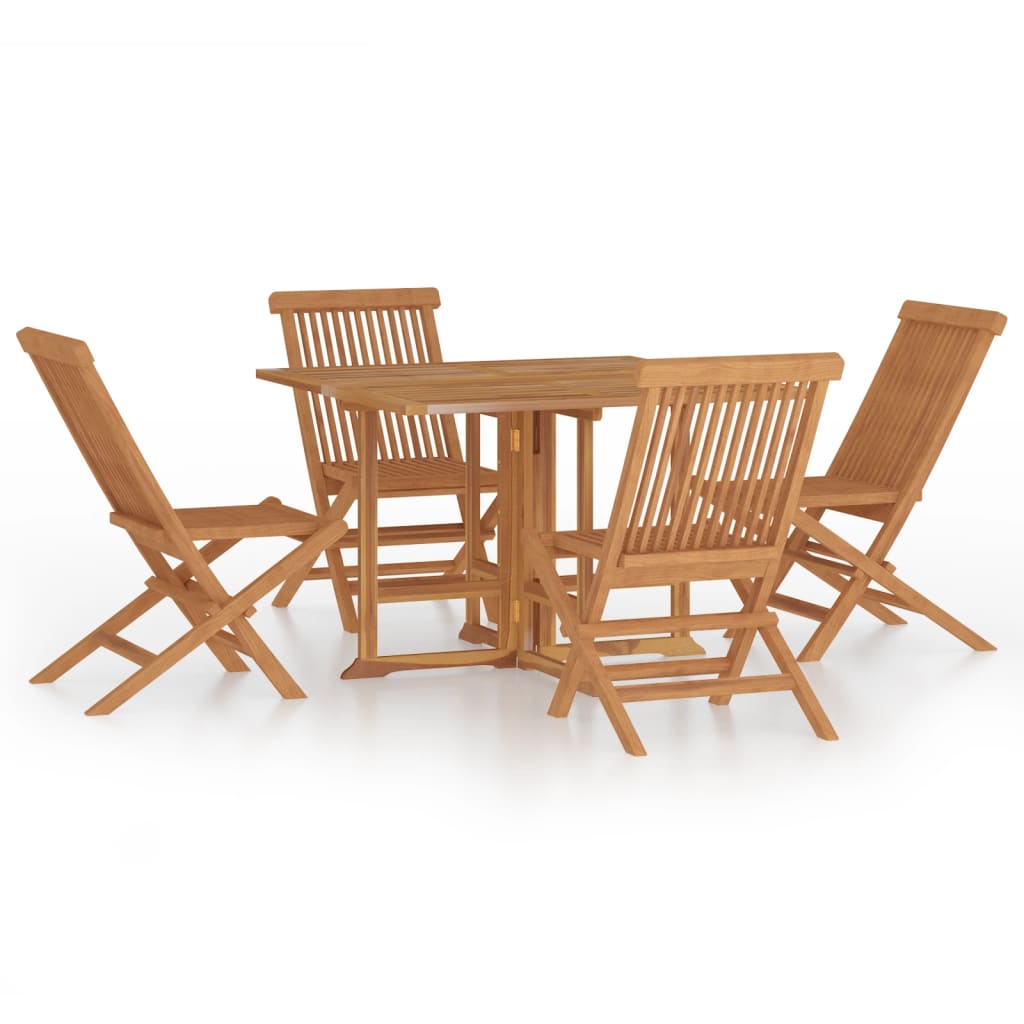 Set de comedor de jardín plegable 5 pzas madera maciza de teca
