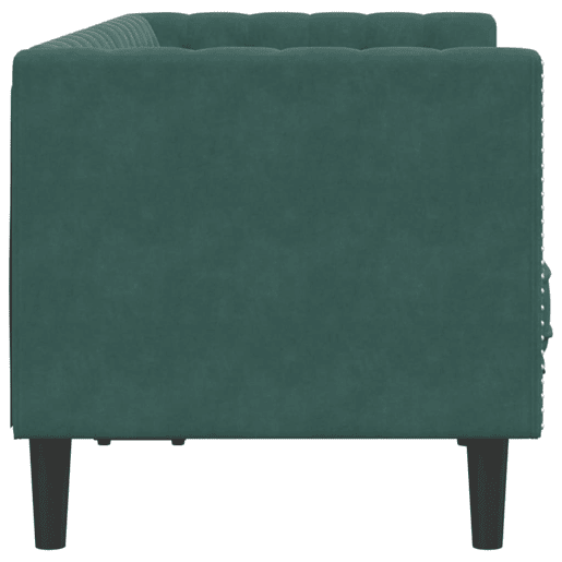 Sofá chesterfield 2 lugares - Sofá fixo com rolos veludo verde-escuro