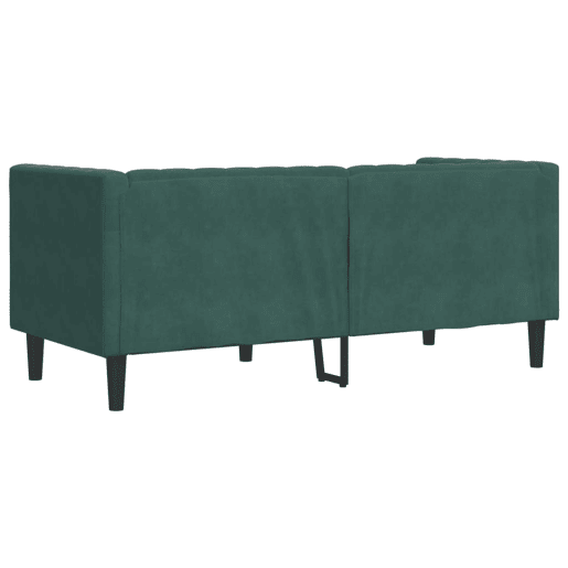 Sofá chesterfield 2 lugares - Sofá fixo com rolos veludo verde-escuro