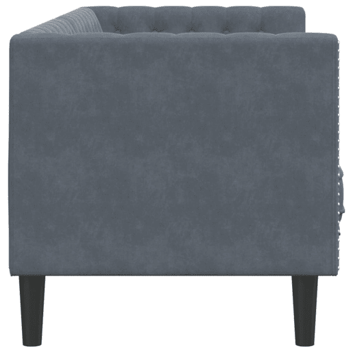 Sofá chesterfield 3 lugares - Sofá fixo com rolos veludo cinzento-escuro