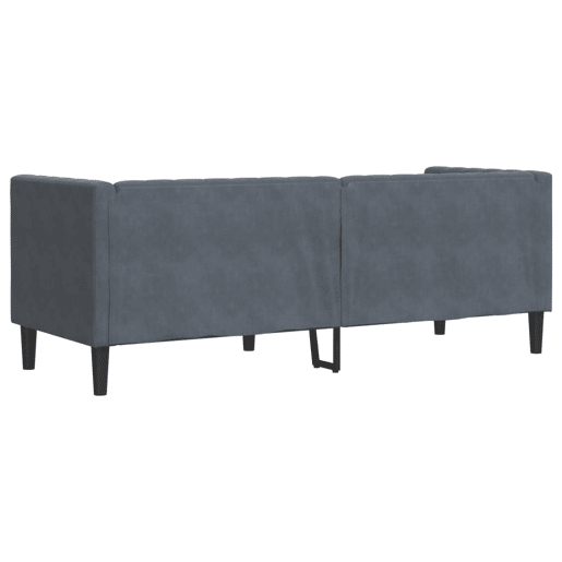 Sofá chesterfield 3 lugares - Sofá fixo com rolos veludo cinzento-escuro