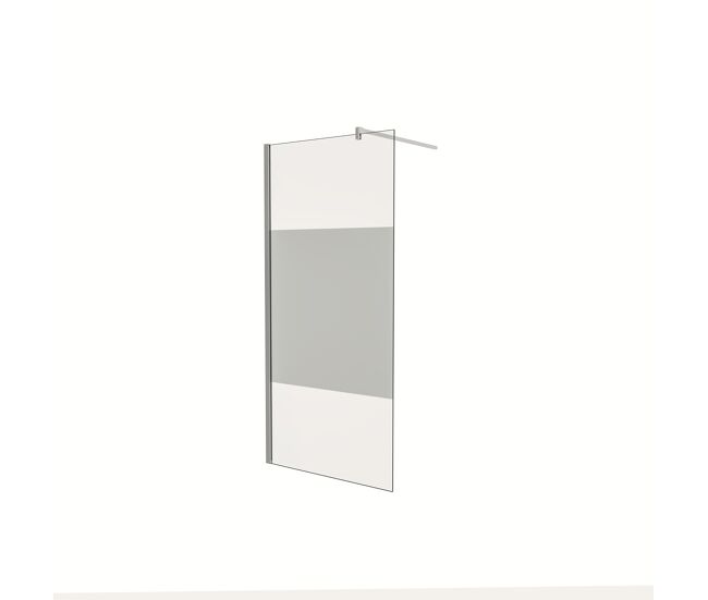 Mampara de ducha fija serigrafiado central vidrio 8mm con película de seguridad a prueba de explosiones (118-120)x200cm con barra 90cm