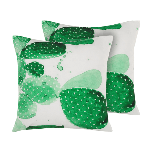 Conjunto de 2 almofadas de jardim OSTINA Padrão de plantas 45 x 45 cm Verde