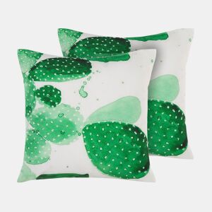 Conjunto de 2 almofadas de jardim OSTINA Padrão de plantas 45 x 45 cm Verde