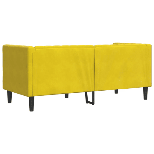 Sofá chesterfield 2 lugares - Sofá fixo com rolos veludo amarelo Sofá chesterfield 2 lugares - Sofá fixo com rolos veludo amarelo