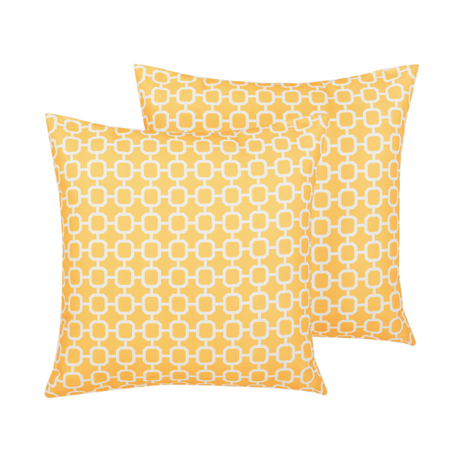 Conjunto de 2 almofadas de jardim ASTAKOS Padrão geométrico 40 x 40 cm Amarelo