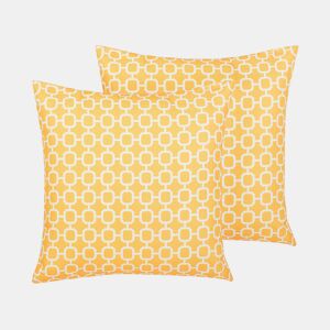 Conjunto de 2 almofadas de jardim ASTAKOS Padrão geométrico 40 x 40 cm Amarelo