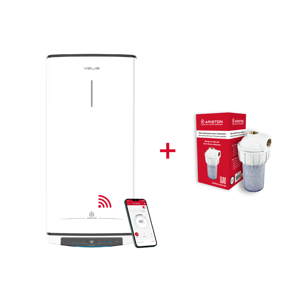 Termo eléctrico inteligente, Ariston, Velis Pro Wifi 30L + Filtro Antical