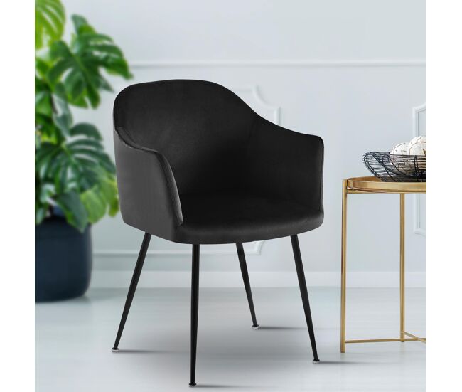 Silla de comedor de terciopelo jaysie negro 58x57x80 cm