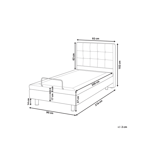 Cama ajustável Tecido DUKE 90 x 200 cm Cinzento claro